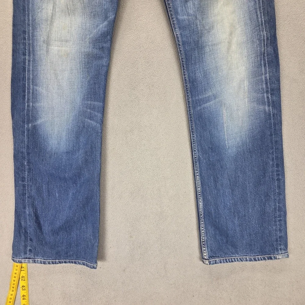 Diesel Jeans Mens 32x32 Blue Viker Straight Distressed Made In Italy 008MZ